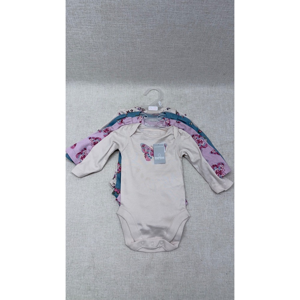 Bundles Baby Place 4 Pack Long Sleeve Bodysuits 0-3M Winter Sky Butterfly NWT